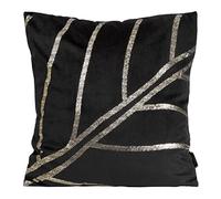 Eurofirany Elegante federa per cuscino in velluto, con stampa, 45 x 45 cm, in velluto, morbido cuscino per divano, motivo geometrico 4, colore nero