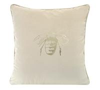 Eurofirany Elegante federa per cuscino in velluto, con stampa, 45 x 45 cm, rivestimento in velluto, morbido cuscino per divano, ape dorata, colore crema