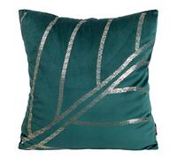 Eurofirany Elegante federa per cuscino in velluto, con stampa, 45 x 45 cm, rivestimento in velluto, morbido cuscino per divano, motivo geometrico 4, turchese scuro