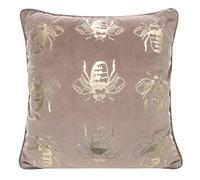 Eurofirany Elegante federa per cuscino in velluto, con stampa, 45 x 45 cm, rivestimento in velluto, morbido cuscino per divano, con api dorate, rosa