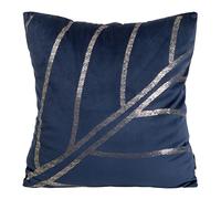 Eurofirany Elegante federa per cuscino in velluto, con stampa, 45 x 45 cm, rivestimento in velluto, morbido cuscino per divano, motivo geometrico 4, blu scuro