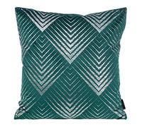 Eurofirany Elegante federa per cuscino in velluto, con stampa, 45 x 45 cm, rivestimento in velluto, morbido cuscino per divano, motivo geometrico 2, turchese scuro