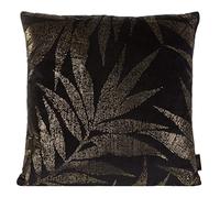 Eurofirany Elegante federa per cuscino in velluto, con stampa, 45 x 45 cm, rivestimento in velluto, morbido cuscino per divano, foglie esotiche, colore nero