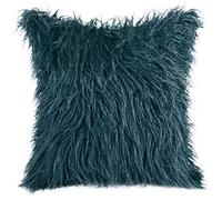 Eurofirany Federa per Cuscino, Cuscino da Divano, Cuscino da Letto, Decorazione da Interni, Elegante, in Finta Pelliccia, soffice, Morbida, Blu Navy, 45 x 45 cm, 2
