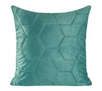 Eurofirany Federa per Cuscino, Cuscino da Divano, Cuscino da Letto, Decorazione da Interni, Elegante, in Velluto, Motivo Geometrico, Turchese Scuro, 45 x 45 cm, 2