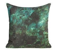 Eurofirany Federa per Cuscino, Cuscino per Divano, Cuscino da Letto, Decorazione per Interni, Elegante, in Velluto Vellutato Marble, Turchese + Nero, 45 x 45 cm, 2