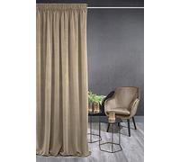Eurofirany KRISTI Tenda in Velluto con Fettuccia Arricciata - 1 pz. Tenda Termica e Oscurante per Camera da Letto, Soggiorno e Sala da Pranzo, Densità 330g/m², 140x270 cm, Marrone Chiaro