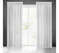 Eurofirany Landhaus - Tenda in voile Elpidia arricciata, 140 x 270 cm, tinta unita, colore bianco e rosa, menta, romantica per il soggiorno e la camer