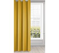 Eurofirany LOGAN Tenda Oscurante Extra Lunga - 1 Unità, Occhielli, Blocco della Luce, Oscuramento della Stanza, Camera da Letto, Soggiorno, 135x250 cm, Giallo Senape