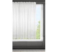 Eurofirany Lucy Voile, Tenda Trasparente con Fettuccia Arricciatenda-1 unità, Camera da Letto, Soggiorno, Cucina, Poliestere, Bianco, 300x160 cm