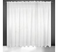Eurofirany Lucy Voile, Tenda Trasparente con Fettuccia Arricciatenda-1 unità, Camera da Letto, Soggiorno, Cucina, Poliestere, Bianco, 300x300 cm