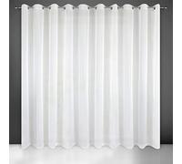 Eurofirany Lucy Voile, Tenda Trasparente con Occhielli-1 unità, Camera da Letto, Soggiorno, Cucina, Poliestere, Crema, 300x250 cm