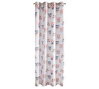 Eurofirany Merry Tenda Gufi e Occhielli, alla Moda, Semplice ed Elegante, di Alta qualità, per cameretta dei Bambini, Bianco + Rosa, 140 x 250 cm