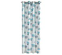 Eurofirany Merry Tenda Gufi e Occhielli, alla Moda, Semplice ed Elegante, di Alta qualità, per cameretta dei Bambini, Bianco e Blu, 140 x 250 cm