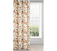 Eurofirany Mila Tenda in microfibra con motivo floreale e occhielli, 1 pezzo, traspirante, leggera, semitrasparente, 140 x 250 cm, bianco e rosso mattone