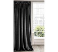 Eurofirany RIA Tenda oscurante in velluto con nastro arricciato, 1 pezzo, tinta unita, oscurante, per soggiorno, camera da letto, lounge, 290 g/m2, velluto, nero, 140 x 270 cm
