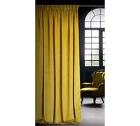 Eurofirany RIA Tenda Oscurante, Tenda con Fettuccia Arricciatenda - 1 pz, Tenda Extra Lunga, Elegante, Tinta Unita, Soggiorno, Camera da Letto, Densità 290 g/m², 140x270 cm, Giallo Senape