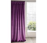 Eurofirany RIA Tenda oscurante in velluto con nastro arricciato, 1 pezzo, tinta unita, tenda termica oscurante, per soggiorno, camera da letto, lounge, 290 g/m2, velluto, colore viola scuro, 140 x 270
