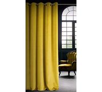 Eurofirany RIA - Tenda oscurante in velluto con occhielli, 1 pezzo, tinta unita, oscurante, per soggiorno, camera da letto, salotto, 290 g/m2, velluto, giallo senape, 140 x 250 cm