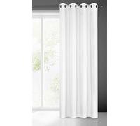 Eurofirany Rita Tenda Liscia Semplice Monocolore - 8 Occhielli Moderni, Camera da Letto, Soggiorno, Salone, cameretta dei Bambini, 1 Pezzo, Poliestere, Bianco, 140x250 cm