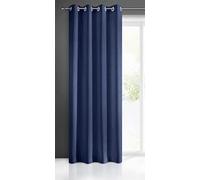 Eurofirany Rita Tenda Liscia Semplice Monocolore - 8 Occhielli Moderni, Camera da Letto, Soggiorno, Salone, cameretta dei Bambini, 1 Pezzo, Poliestere, Blu Mare, 140x250 cm