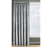 Eurofirany ROSA Tenda in Velluto con Fettuccia Arricciatenda - 1 Unità, Soffice, Pannello, Drappo Classico, Glamour, Elegante, Soggiorno, Camera da Letto, 290 g/m2, 140x270 cm, Argento