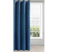 Eurofirany Tenda in Velluto Morbidissimo Oscurante con Occhielli - 1 Pannello, Tenda per Camera da Letto, Cucina, Soggiorno, 140x250 cm, Blu Scuro
