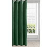 Eurofirany Tenda in Velluto Morbidissimo Oscurante con Occhielli - 1 Pannello, Tenda per Camera da Letto, Cucina, Soggiorno, 140x250 cm, Verde Scuro
