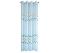 Eurofirany Tenda Liscia a Zig-Zag, Modello Trasparente, Stampa Opaca, 8 Occhielli, Morbida, Moderna, Semplice, Camera da Letto, Soggiorno, Blu, 140 x 250 cm