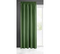 Eurofirany Rita Tenda Liscia Semplice Tinta Unita - fettuccia arricciata Moderna, Camera da Letto, Soggiorno, Salotto, cameretta dei Bambini, 1 Pezzo Singolo, Poliestere, Verde Scuro, 140x270 cm