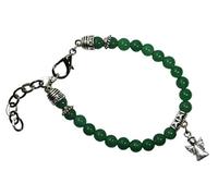 Eurofusioni Bracciale giada in pietra naturale e ciondolo mini angelo custode placcato argento - Ciondolo: h cm 1,6