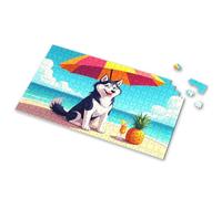 Eurographics - Puzzle da 1000 pezzi, con scritta "A Happy Husky gode di una bevanda tropicale sulla spiaggia". Puzzle per adulti, regali di Pasqua per bambini (500 pezzi)