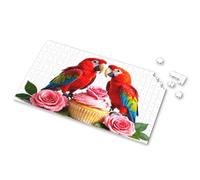 Eurographics - Puzzle da 1000 pezzi, due pappagalli colorati con rose rosa e cupcake. Puzzle per adulti, regali di Pasqua per bambini (500 pezzi)