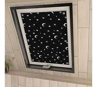 Eurohome Tenda oscurante al 100% senza fori, con ventose per finestre Velux, luna, stelle, 76 x 78 cm, per PK04