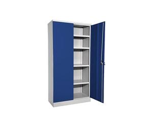 EUROKRAFT basic | Armadio in acciaio Nilas | Con 4 ripiani, alt x largh x prof 1830 x 915 x 421 mm, grigio chiaro / blu genziana