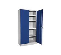 EUROKRAFT basic | Armadio in acciaio Nilas | con 4 ripiani | alt x largh x prof 1950 x 1000 x 500 mm | grigio chiaro/blu genziana