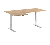 EUROKRAFT basic | Scrivania Venla | regolabile elettricamente in altezza | elemento angolare | largh x prof 1800 x 1200 mm | faggio/bianco | a sinistra
