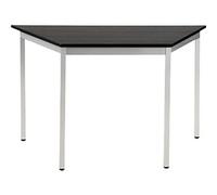 EUROKRAFT basic | Tavolo multiuso | forma trapezoidale | alt x largh x prof 740 x 1200 x 600 mm | piano in simil-frassino grigio scuro | telaio alluminio brillante