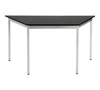 EUROKRAFT basic | Tavolo multiuso | forma trapezoidale | alt x largh x prof 740 x 1400 x 700 mm | piano in simil-frassino grigio scuro | telaio alluminio brillante