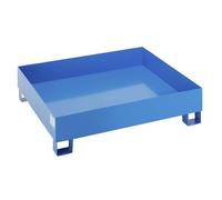 eurokraft basic | Vasca di raccolta in acciaio per fusti da 200 l | lungh x largh x alt 1200 x 1200 x 285 mm | con omologazione | verniciatura a polvere blu | senza griglia