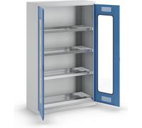 EUROKRAFT pro | Armadio ecologico | con ante con finestrella | 3 ripiani a casca | 1 vasca di raccolta sul fondo | larghezza 1200 mm