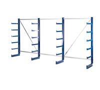 EUROKRAFT pro | Scaffali con bracci a sbalzo di pari lunghezza | lunghezza scaffale 4050 mm | un lato utile | blu genziana