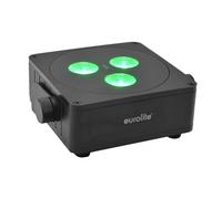 EUROLITE AKKU IP Flat Light 3 Nero - Proiettore LED da Palco Wireless con Effett