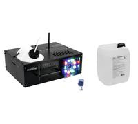 EUROLITE NSF-250 Set: Macchina Nebbia DMX con LED e Fluido 5L per Effetti Scenog