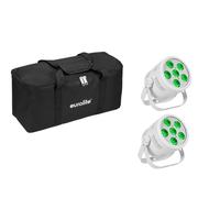 EUROLITE Set di 2 LED Silent Par 6 QCL Floor ws + Soft-Bag