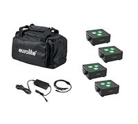 Eurolite Set 4x AKKU IP Flat Light 3 BK con caricatore e sacchetto morbido