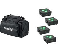 EUROLITE Set 4x AKKU IP Flat Light 3 bk + Soft-Bag
