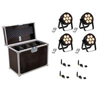 EUROLITE Set 4x LED 4C-7 Silent Slim Spot + USB QuickDMX + Case (20000856)