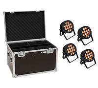 EUROLITE Set 4x LED IP PAR 12x8W QCL Spot + Caso