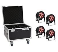 EUROLITE Set 4x LED IP PAR 7x8W QCL Spot Custodia con ruote (20000877)